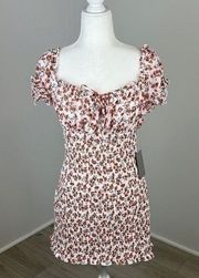 J for Justify Floral Ruched Mini Dress Size Large NWT