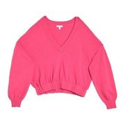 NWT  V Neck Sweater in Pink Magenta