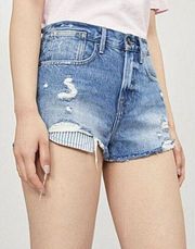 Frame Striped Peekaboo Pockets Le Stevie Jean Shorts In Galia Women's 28