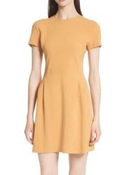 Theory Mustard Golden Yellow Corset Tee Dress Admiral Crepe Fit Flare Dress 8