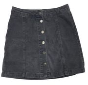 New Look Skirt Womens 2 Black Dark Wash Button Up Front Jean Mini Denim Cotton