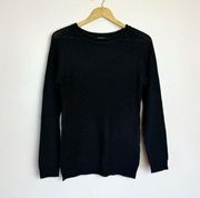 Black  Waffle Knit Crewneck Sweater Size M EUC