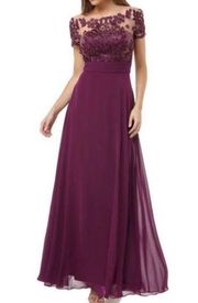 JS Collections Embroidered Illusion Bodice Gown