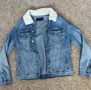 Denim Jacket with Fur Collar