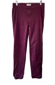 Lila Ryan Eggplant Purple The ZURI Tapered Trouser Pants Women's Size 4 Stretch