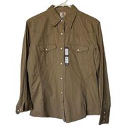 Carhartt Khaki Western Shirt Long Sleeve Button Up Work Gear Wear Women’s Med