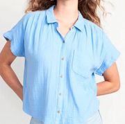 Nwt old navy dolman gauze cotton boxy button down shirt