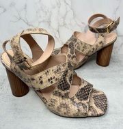 Cole Haan Sandals Womens Size 11B Leather Snakeskin Print Ankle Strap Heels New