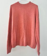 Long Sleeve Crew Neck Pullover Wool Blend Sweater in Peachy