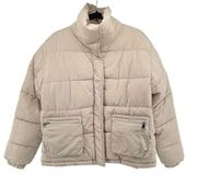 Forever 21 Women’s Beige Quilted Short Utility Oversized Puffer Jacket Small