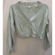 Hollister Light Blue Cropped Knit Cardigan Size Small