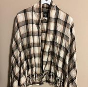 Billabong Oversized Poncho Flannel Neutral Brown Shirt Size L