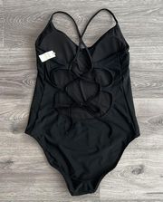 NWT Aerie Strappy Back Full Coverage One Piece Swimsuit Black Removable Pads XL