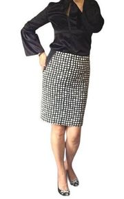 1333 The Limited Black White Basket Print Pencil Stretch Skirt Size 8
