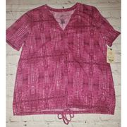 Nwt Women's St Johns Bay Size Medium Pink Short-Sleeve Blouse