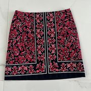 Talbots Skirt Navy/Red/White Paisley Print. Size 10