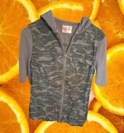 Ruff Hewn Camo‎ Full Zipper Hooded Short Sleeve Size Small