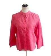 Eileen Fisher Coral 100% Linen Mandarin Collared Shirt Size Medium Lagenlook