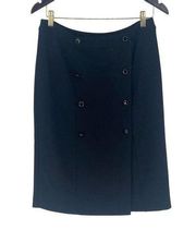 Grace Elements Womens Nancy Lined Pencil Skirt Buttons Black Size 8 NWT