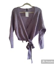 Divided H&M Wool Blend Wrap Cardigan Sweater Balloon Sleeve 