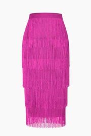 Beautiful Fringed Tiered Midi Skirt