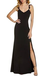 NWOT The Mina Ruffle Strap Gown In Black 