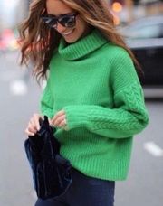 Something Navy Kelly Green Turtleneck Sweater XS