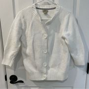 L.L. Bean 100% Cotton White 3/4 Length Sleeve Cardigan Vintage 90s Y2K Size M