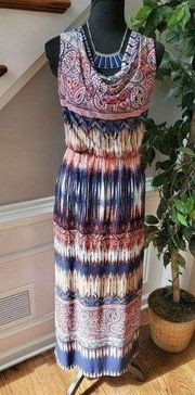 Donna Ricco Sleeveless Cowl Neck Maxi Dress