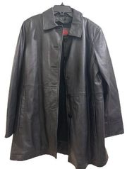 B Bernardo Connection Black long Leather Jacket removable liner Sz medium