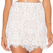 For Love & Lemons Floral Scallop Lace Mini Skirt