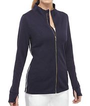 Crown & Ivy Golf Solid Full Zip Jacket Navy Blue Large