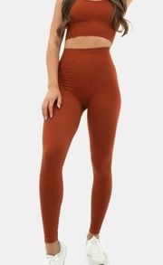 Vitality Balance Athletica Energy Leggings Orange Seamless Textured Diamond M