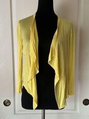 YELLOW ASYMMETRICAL BASIC PREPPY SPRING CARDIGAN