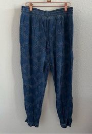 YFB Young Fabulous & Broke Blue Eyelet Lace Pants Rayon Cotton Medium