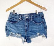 Good American Cut Off Denim Shorts High Waisted Size 6/28