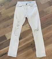 H&M Off White Distressed Skinny Denim Jeans Size 28