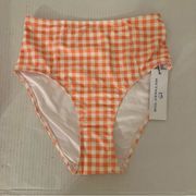 Southern Tide Swim Bottom Conch Shell Gingham High Rise Bikini Bottom Sz S NWT