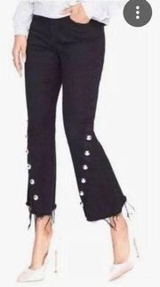 Rachel rachel roy Dolly black crop Flare mid rise studded denim sz 27