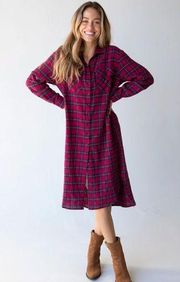 Natural Life The Cooper Shirt Dress Classic Plaid Midi Size XS