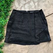 Adam by Adam Lippes Tweed Linen Blend Pleated Mini Skirt Metallic Black Size 6