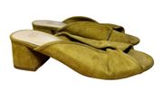 CAbi  Marigold Mule Sandals Suede Slip On Peep Toe Block Heel Mustard Yellow 8