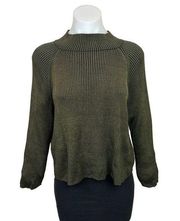 Bar III Womens Gold Metallic Ribbed Knit Mock Neck Long Sleeve Sweater Top Sz M