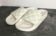 Steve Madden White Checker Pool Slides Size 6 faux leather slip on waterproof