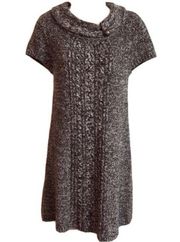 Style & Co cowl neck sweater dress pullover mini knit brown neutral short sleeve