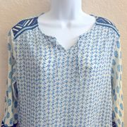 Anthropologie Lucy & Laurel Floral  Boho Tunic Top Blue Women’s Small