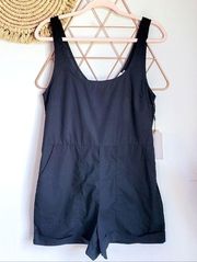 Nation LTD, New, Beatrix Black V-Back lPima Cotton Shorts Romper, Size Small