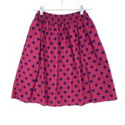 Garnet Hill Women's Size Small Pull On A-Line Polka Dot Skirt Pink Navy