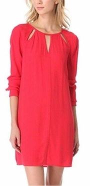 NWT BCBGMaxAzria Emmalise Red Keyhole Shirt Dress -