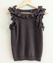 Vintage Moda International y2k 100% merino wool knit frill tank